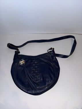 Brighton Navy Leather Crossbody with Tassel Accent